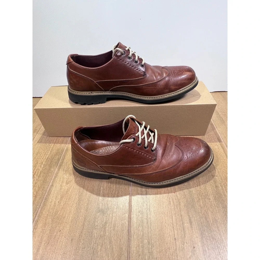 Timberland Earthkeepers Mens Brown Leather Wingtip Brogue Oxford Shoes 9743A 9.5